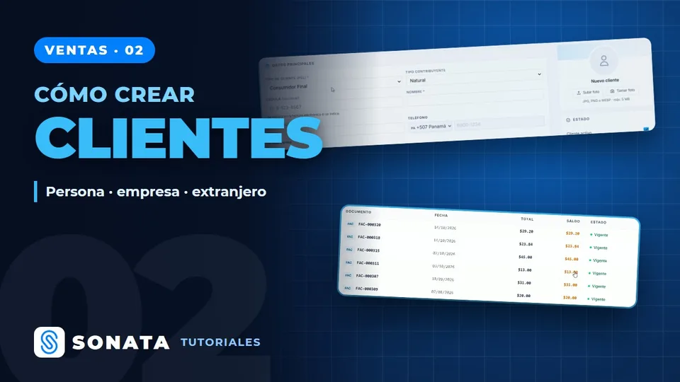 Crear clientes: persona, empresa y extranjero