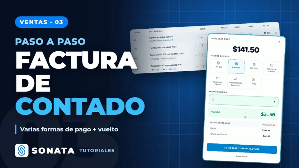 Factura de contado con varias formas de pago